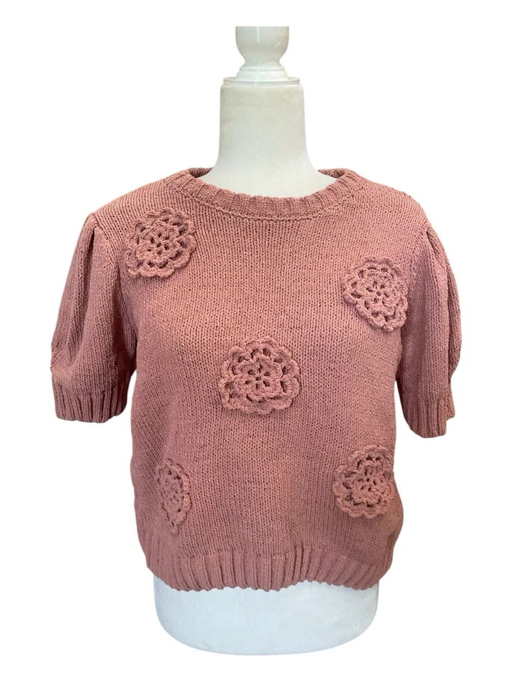 Joie Womens NWT Rosette Dusty Rose Short Sleeve Sweater